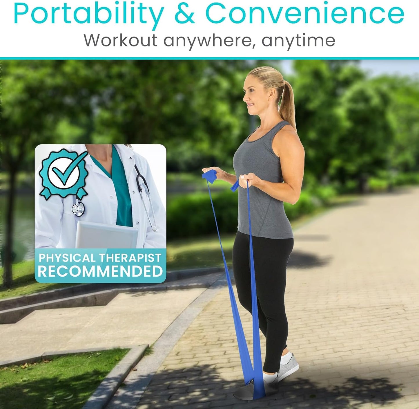 Vive Professional Resistance Bands - 25 Yard Non-Latex Roll for Physical Therapy, Lower and Upper Body Exercise Workout - Straight Elastic for Strength Training, Rehabilitation, Women, Men