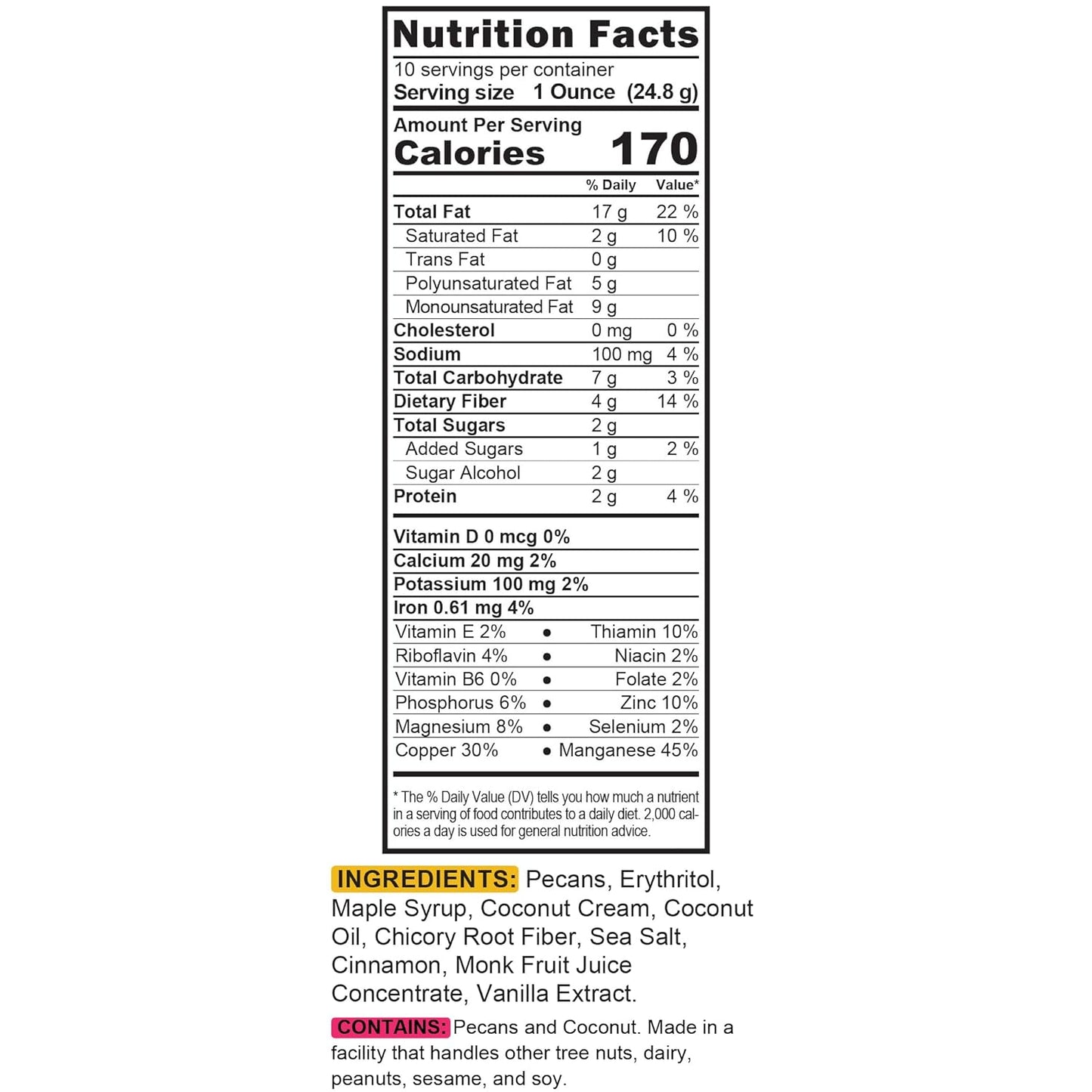 TGB Maple Pecans | 1g Net Carb Keto Snack | Gluten Free Low Carb Candy Nuts, 10 Ounces