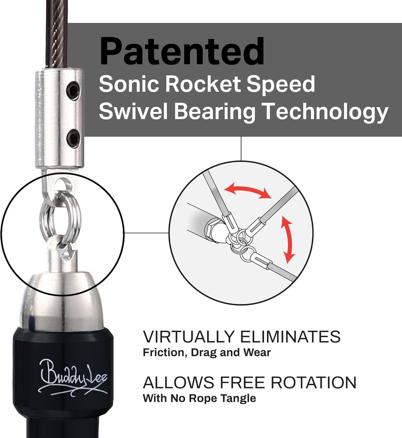 Buddy Lee Aero Speed Jump Rope 2.0 Upgraded Version with Sonic Rocket Speed Swivel Bearing | Tangle-Free & Adjustable Jump Rope for Men & Women - For Fitness, Double-Unders, and Cross-Training
