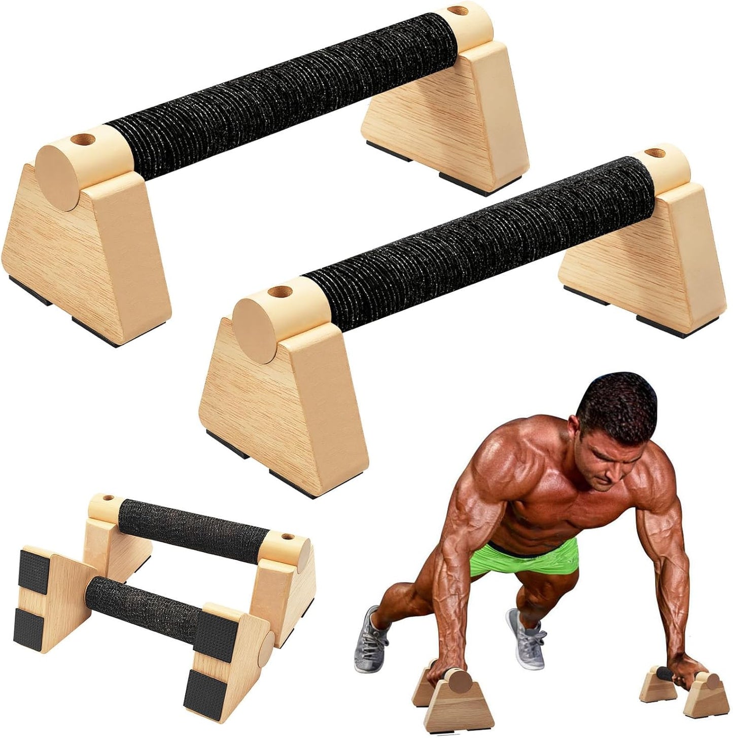 Parallettes Bars - Wooden Calisthenics Equipment for Handstand Training, Push Up Bars & Calisthenics Bar - Handstand Bars and Pushup Handles for Men