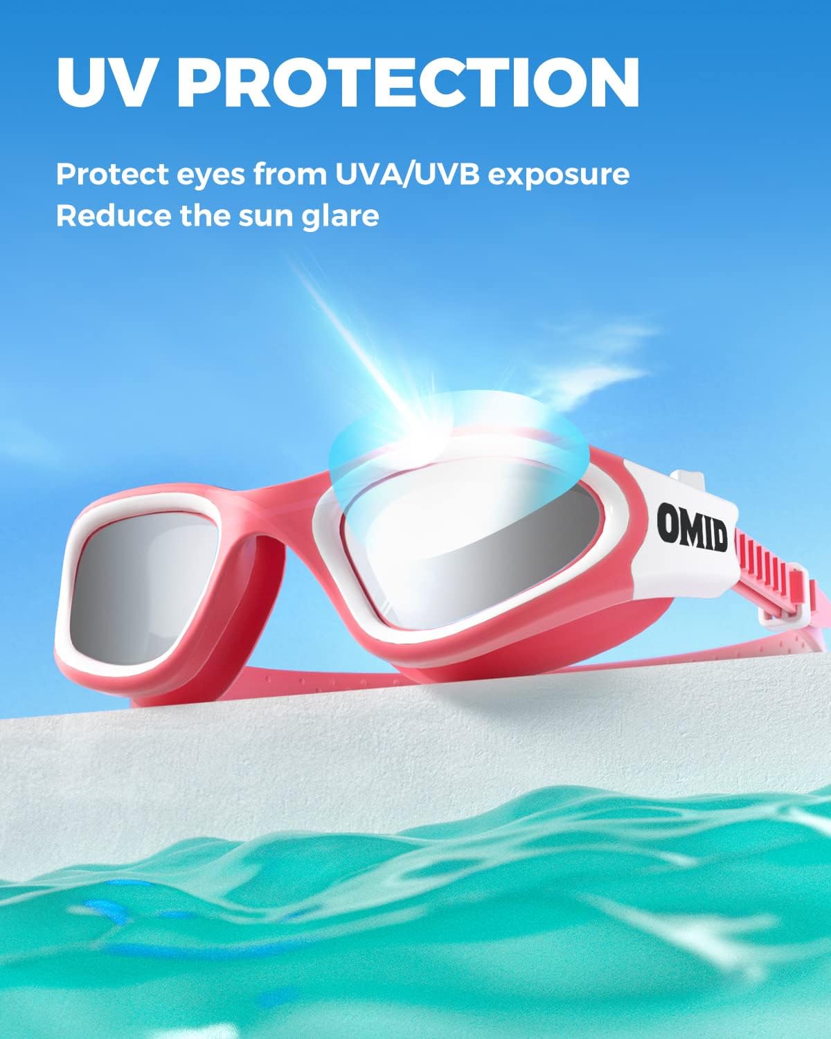 OMID Swim Goggles, P2 Polarized Swimming Goggles for Men Anti-fog Goggles Swimming for Adult Women