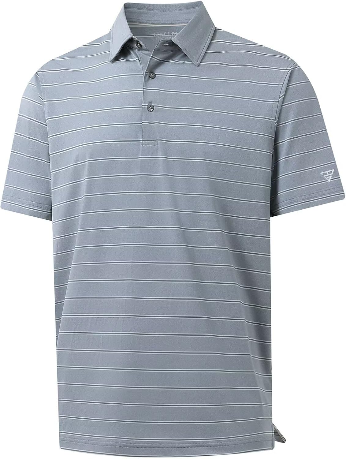 M MAELREG Golf Shirts for Men Moisture Wicking Striped Polo Performance Dry Fit Business Sports Mens Polo Shirts Short Sleeve
