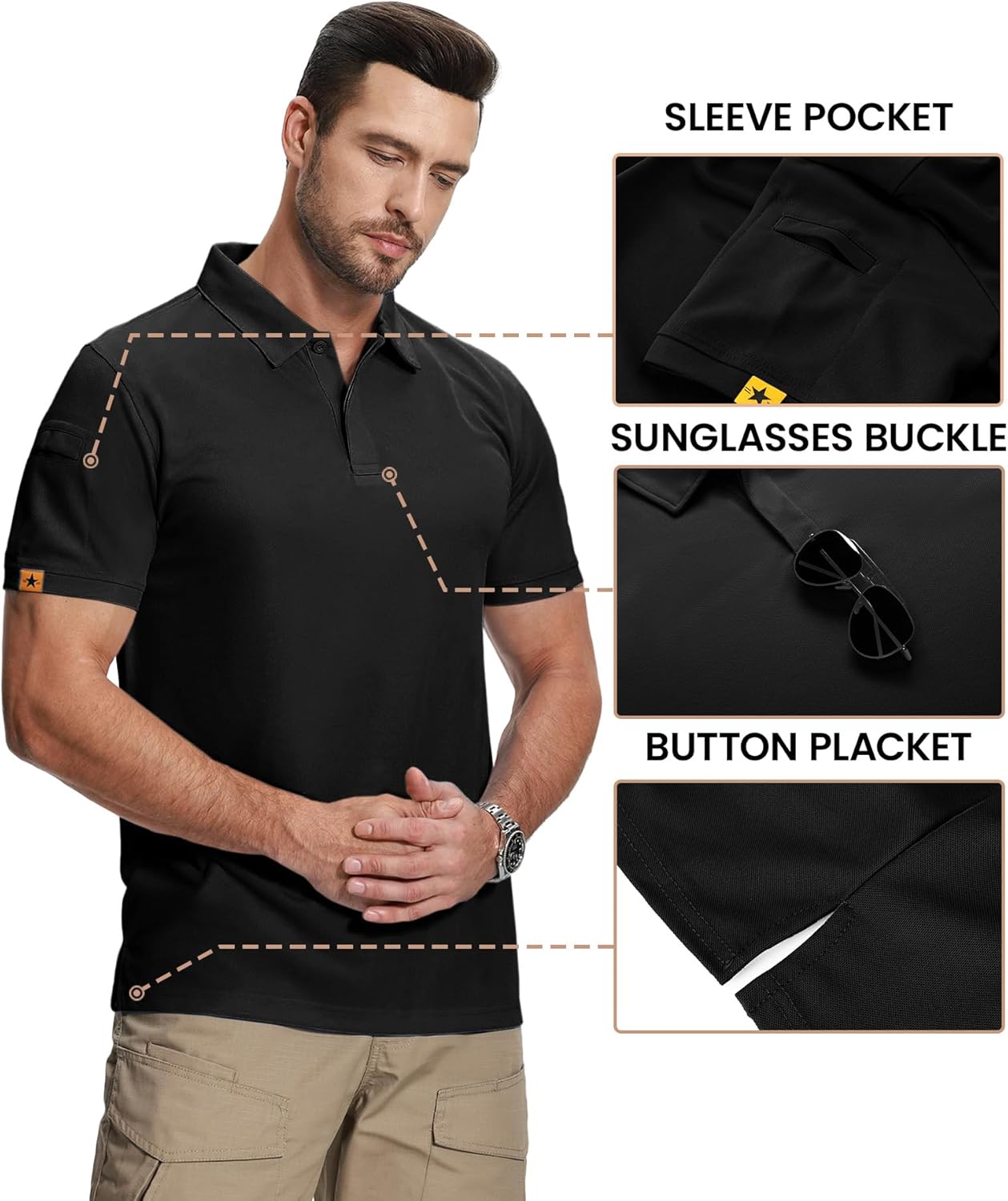 ZITY Mens 2 Pack Polo Shirts Short Sleeve Performance Sports Golf Shirt for Men Tactical Shirt