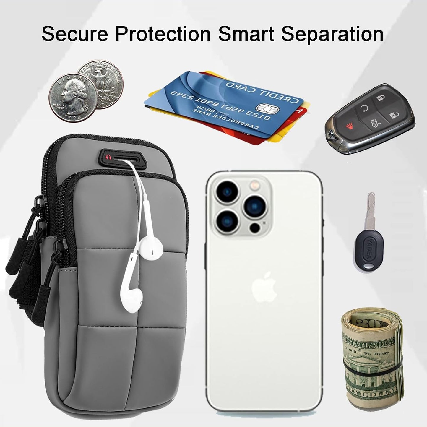 Phone Arm Bands for Running, Armband Cell Phone Holder for Exercise (Gray)