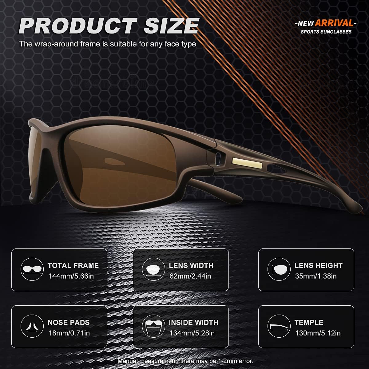 Polarized Sports Sunglasses for Men 100% UV Protection Wrap Around Unbreakable Sun Glasses for Fishing Driving
