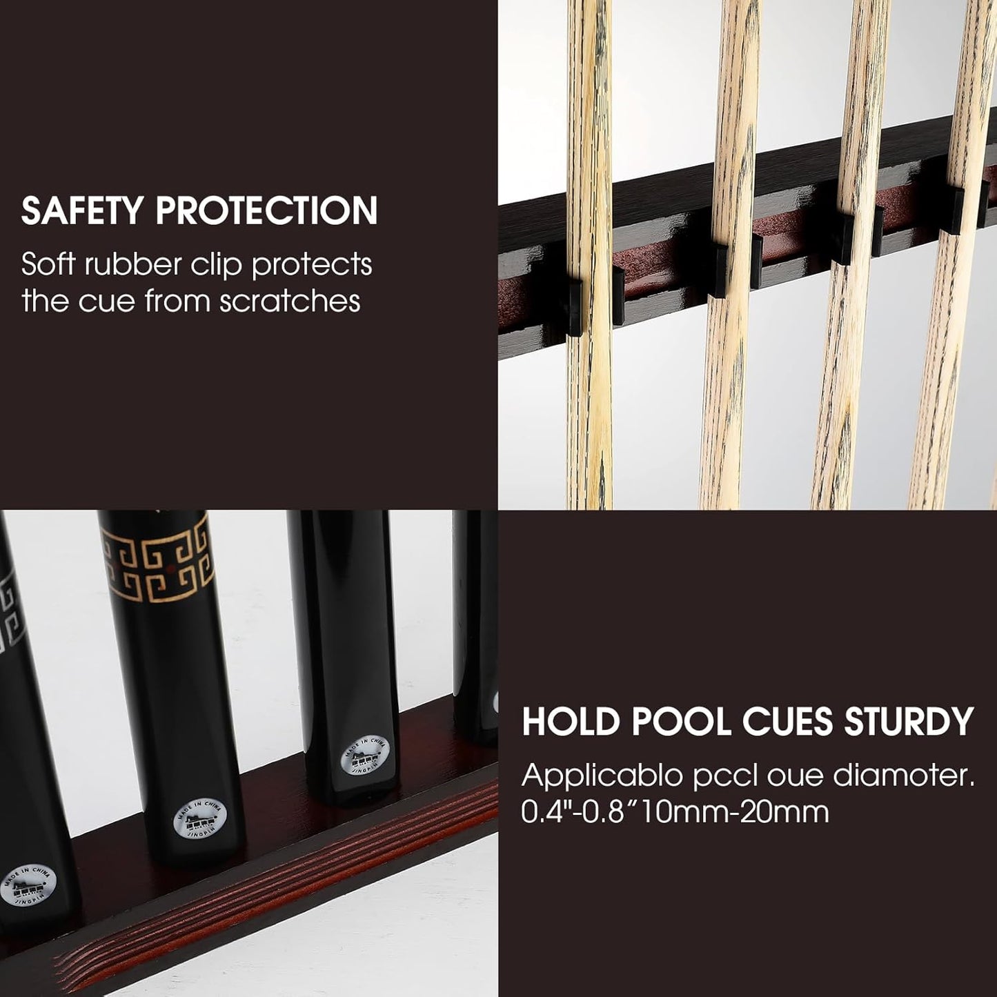 Pool Stick Holder - Wall Mounted with 6/8 Stick Capacity