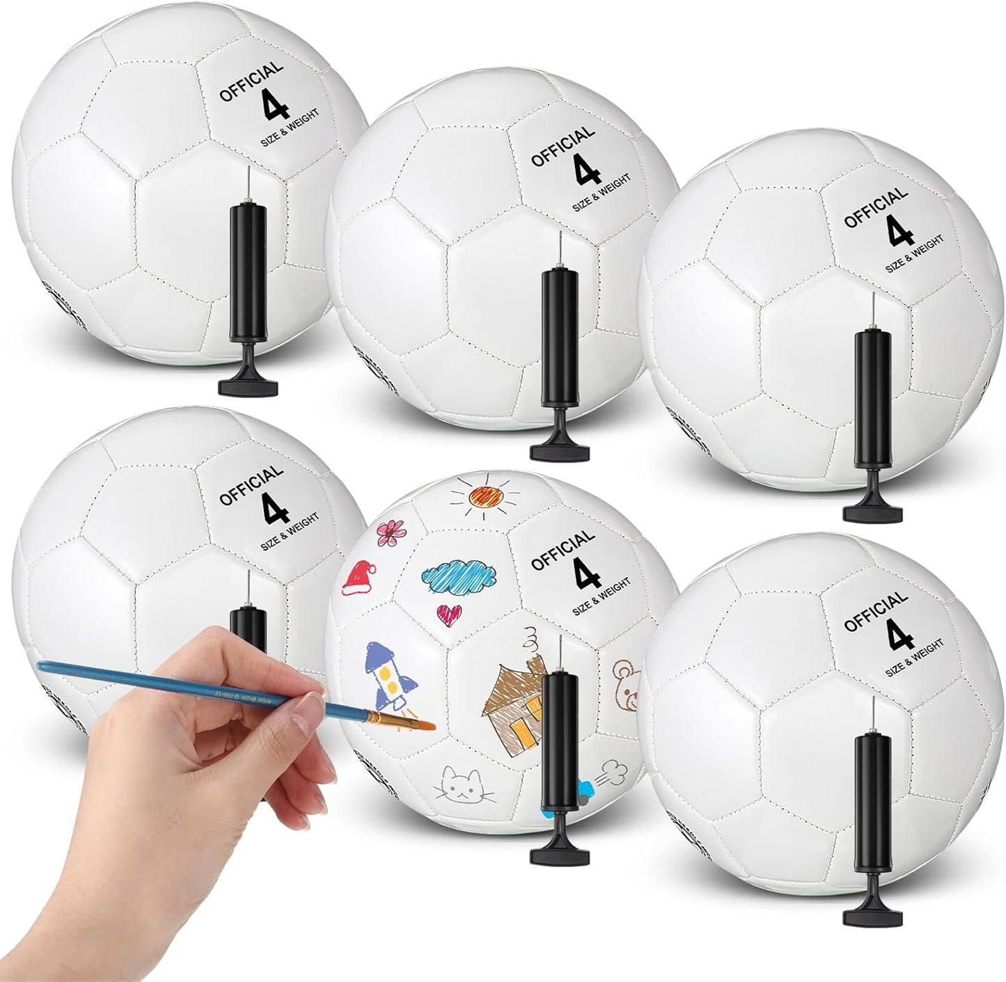 6 Pcs Operation Christmas Soccer Ball Bulk with Pump Needles, Size 3 4 5 Deflated Soccer Ball Gift for Youth Adult Game Training Practice Christian Charity Donation Supplies