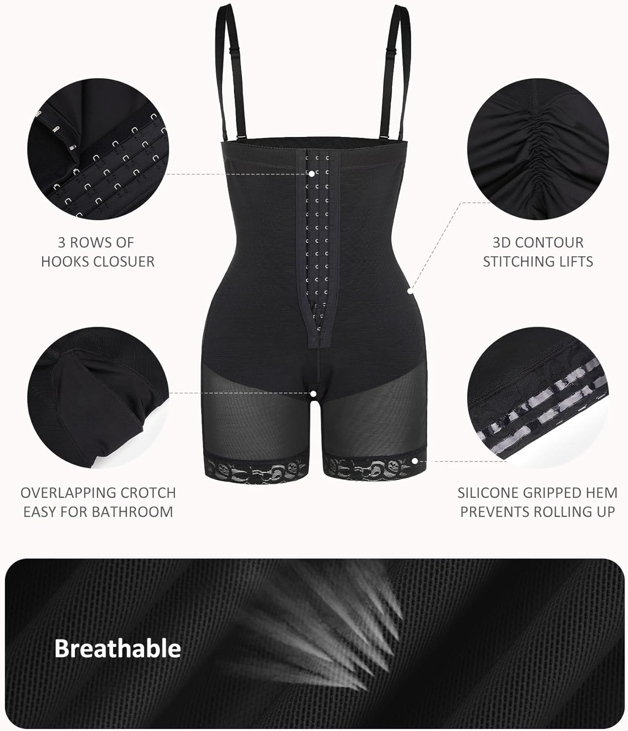 FeelinGirl Faja Body Shaper Tummy Control Shapewear for Women Butt Lifter Post Surgery Fajas Postparto Para Mujer