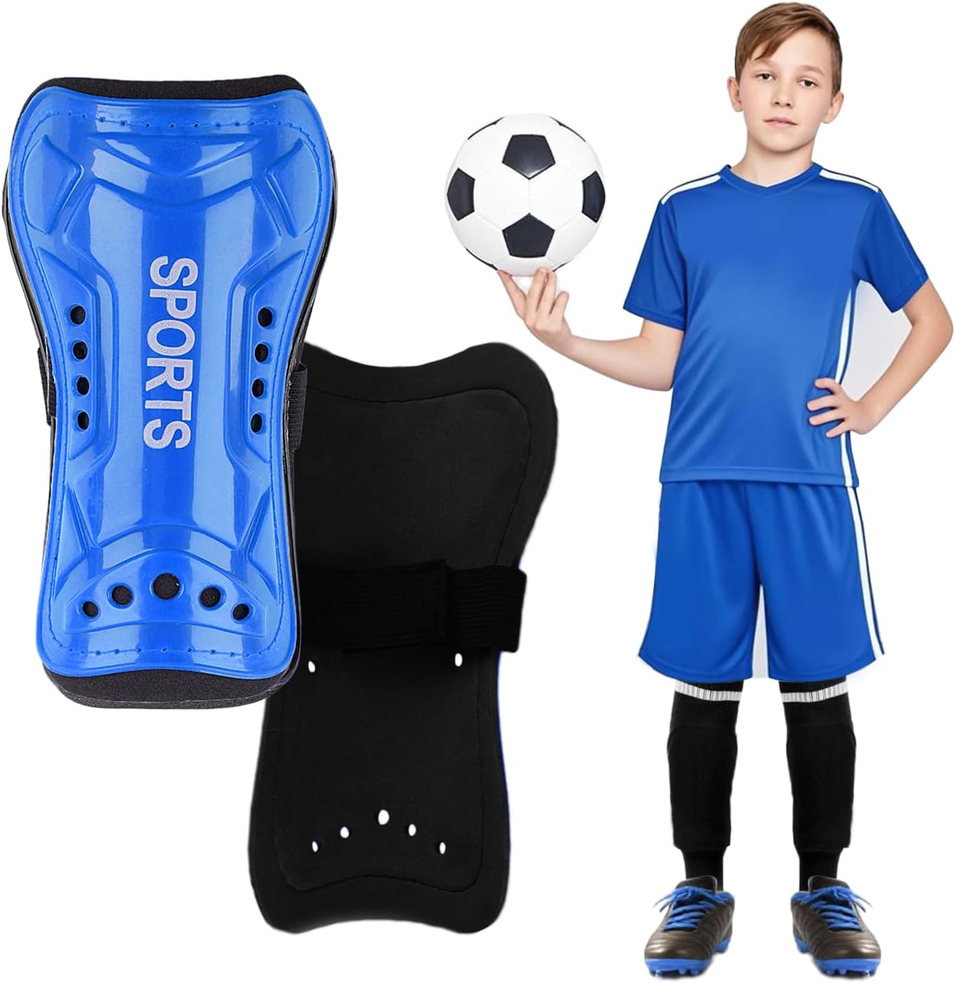 Youth Soccer Shin Guards for Kids Shin Pads Child Calf Protective Gear Protective Soccer Equipment for Boys Girls Children 3-15 Years Old