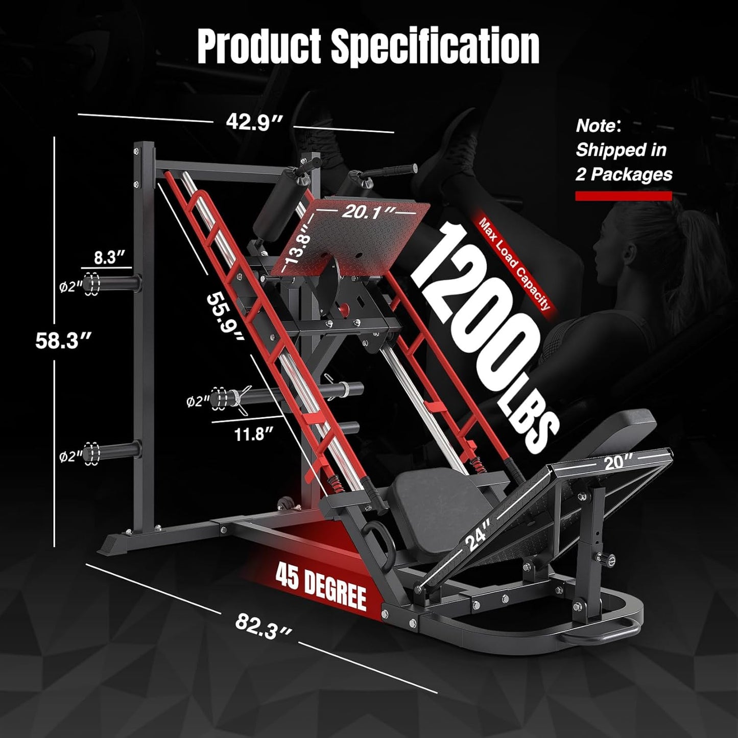 Dripex Leg Press Machine, Leg Press Machines for Home Gym, Professional Leg Press Hack Squat Machine Combo with 4 Weight Plate Storage Holders for Full Lower Body Workout