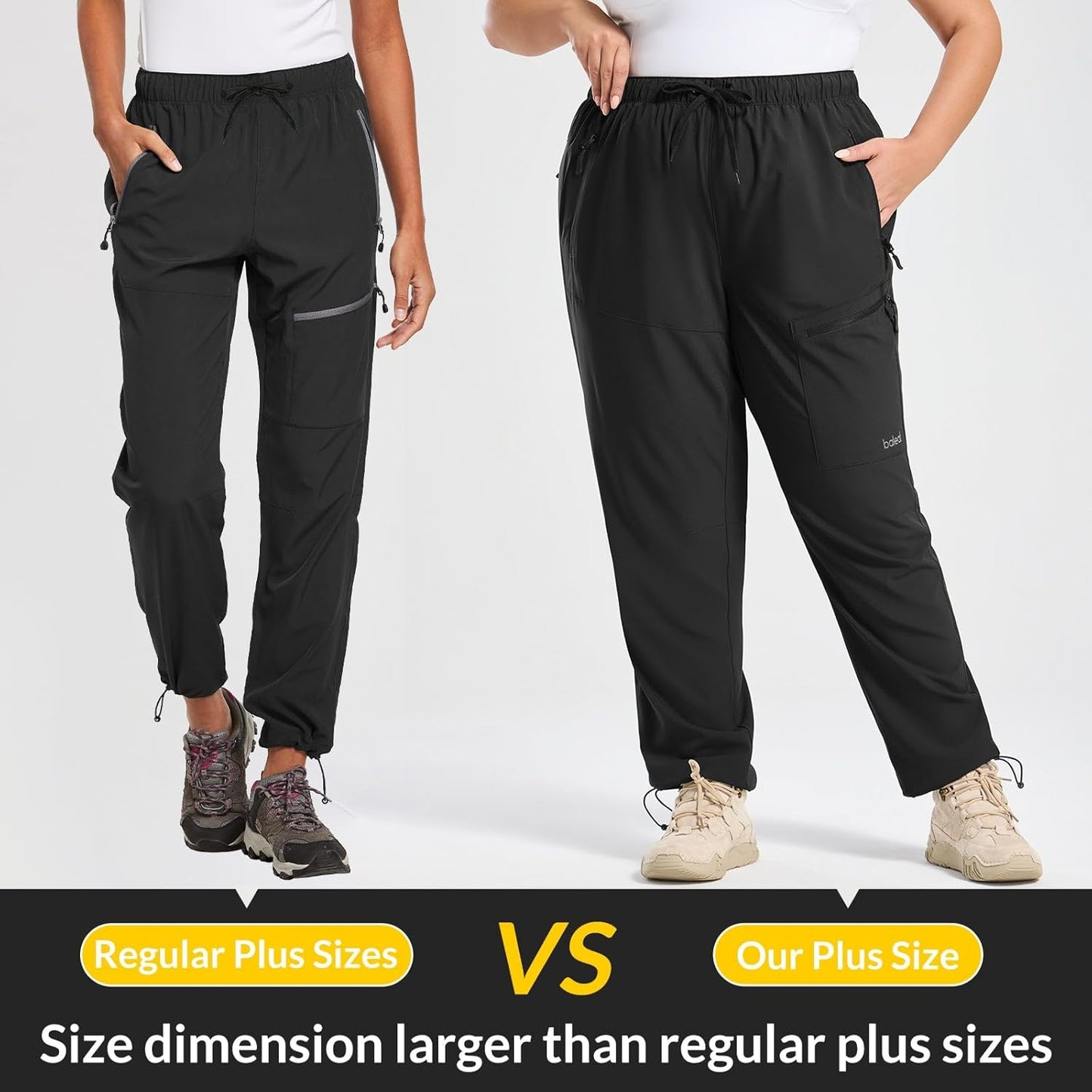 baleaf Plus Size Pants for Women Hiking Cargo Water Resistant UPF 50+ Cargo Joggers Zipper Pockets