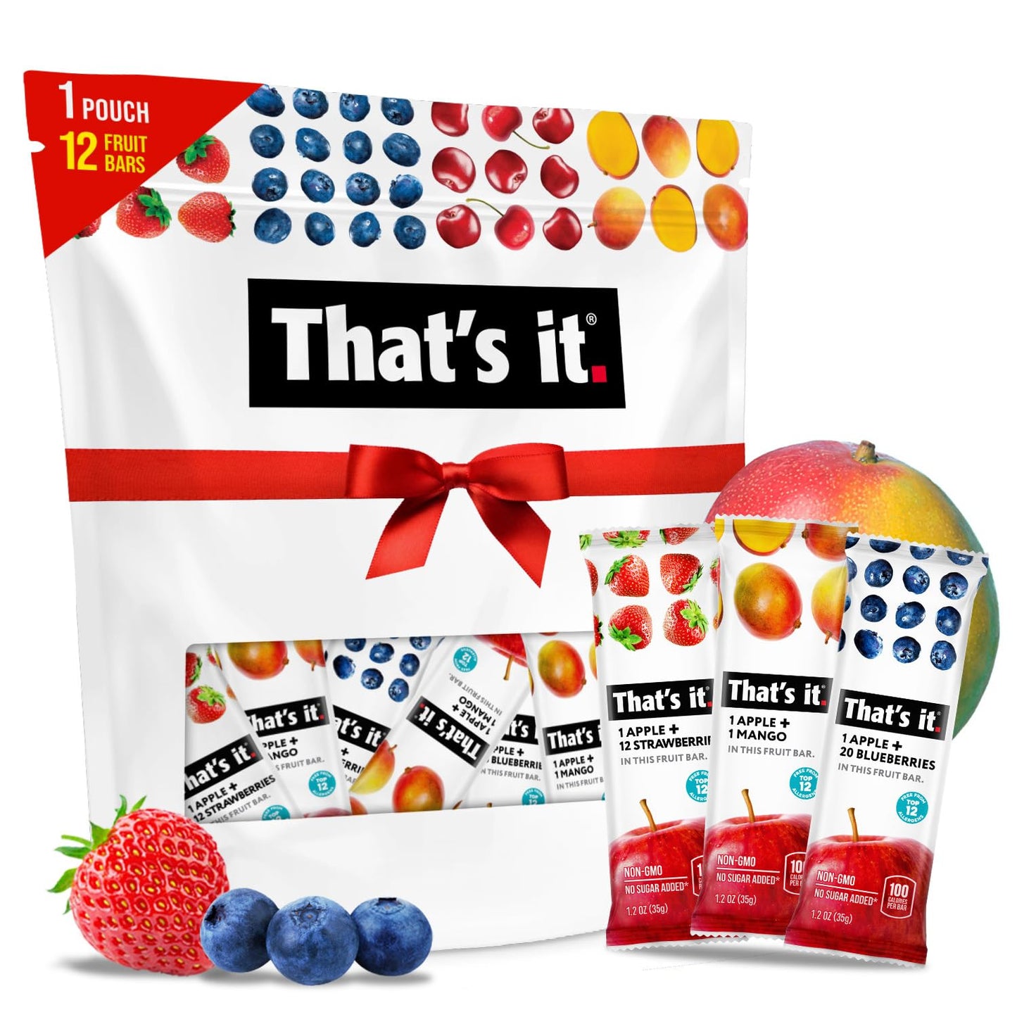 That's it. Variety Pack 100% Natural Real Fruit Bar, Best High Fiber Vegan, Gluten Free Healthy Snack, Paleo for Children & Adults, Non GMO No Added Sugar, No Preservatives Energy Food (12 Pack)