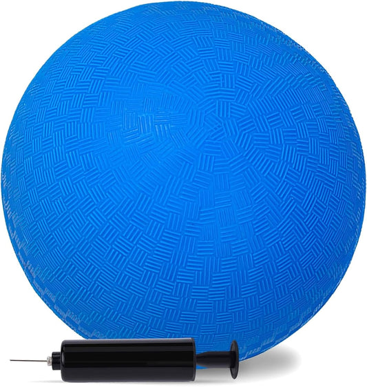 LovesTown Inflatable Playground Ball, 8.5 Inch Dodgeballs Blue Kickballs with Air Pump, for 4 Square Ball Games, Indoor & Outdoor Sports Toys