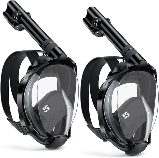 W WSTOO Full Face Snorkel Mask Adults,Suitable for Beginners Dry Top Snorkeling Gear,Can Your Mouth or Nose to Breathe,180 Degrees Panoramic View,Anti-Fog Anti-Leak,Summer Travel and Vacationing Gifts