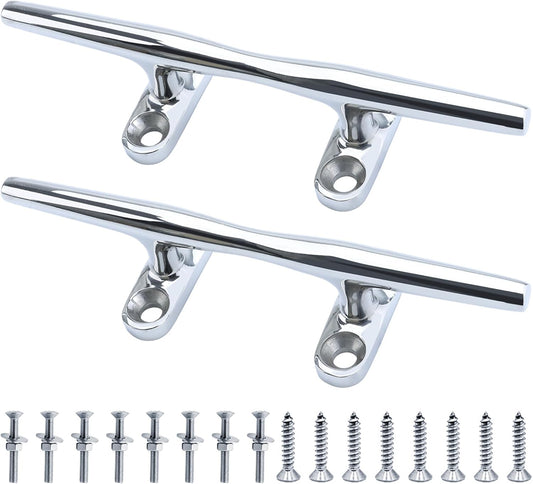 SHENGHUISS Boat Cleat 316 Stainless Steel Open Base Boat Dock Cleats（4"/5"/6"/8"/10"/12"） Silver/Gold for Boat, Dock, Kayaks, Nautical Decor ect
