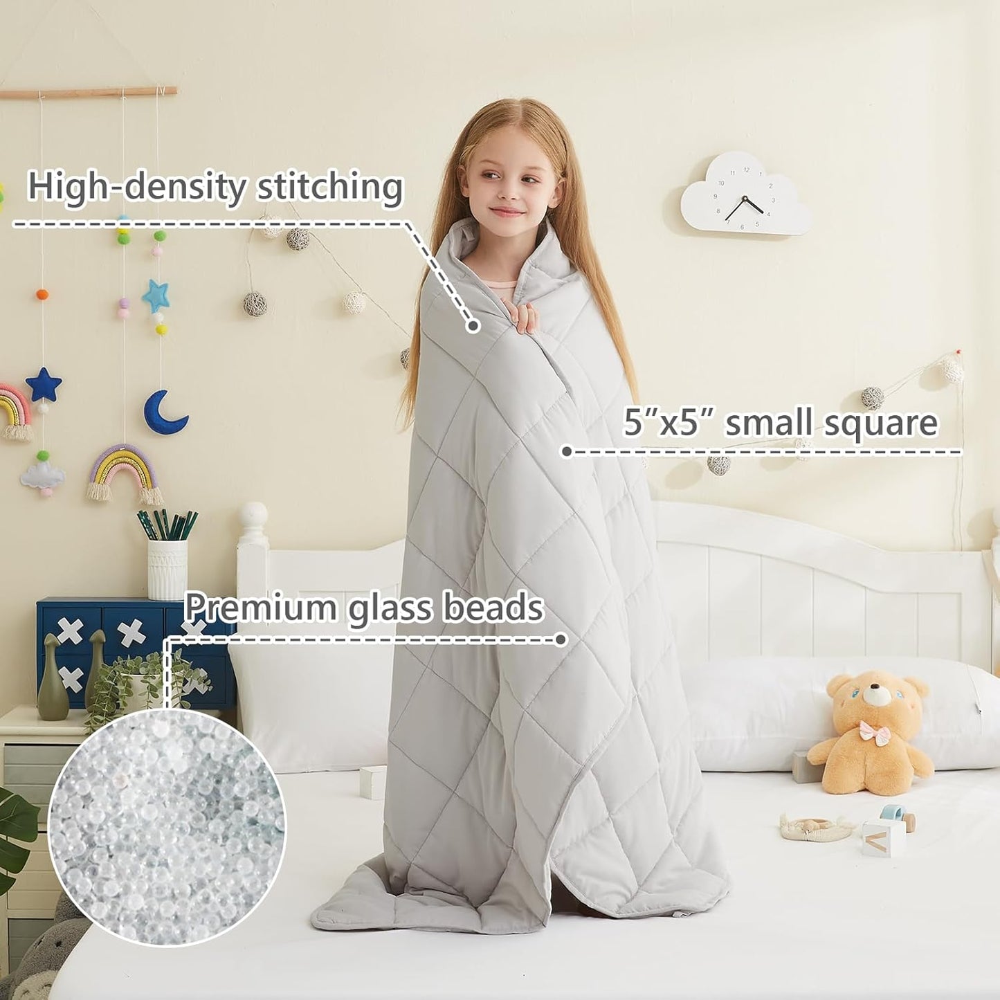 L'AGRATY Weighted Blanket - 36"x48" 3lbs Weighted Blanket Microfiber Material with Glass Beads Small Blanket for All-Season Summer Fall Winter Soft Thick Blanket
