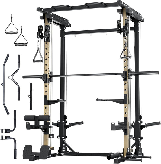Major Fitness Drone3 Smith△ Machine – All-in-One Home Gym Squat Rack with Weight Bar, Cable Crossover Machine – Heavy-Duty Fitness Equipment for Strength Training and Full-Body Workouts