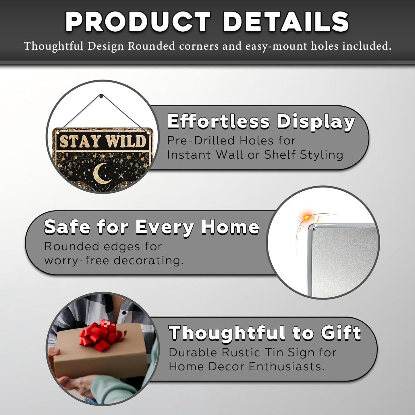 Vintage Tin Sign Butterfly Stay Wild Moon Tin Sign Retro Wall Decor for Home Office Room Wall Decor Poster 12 * 8inch