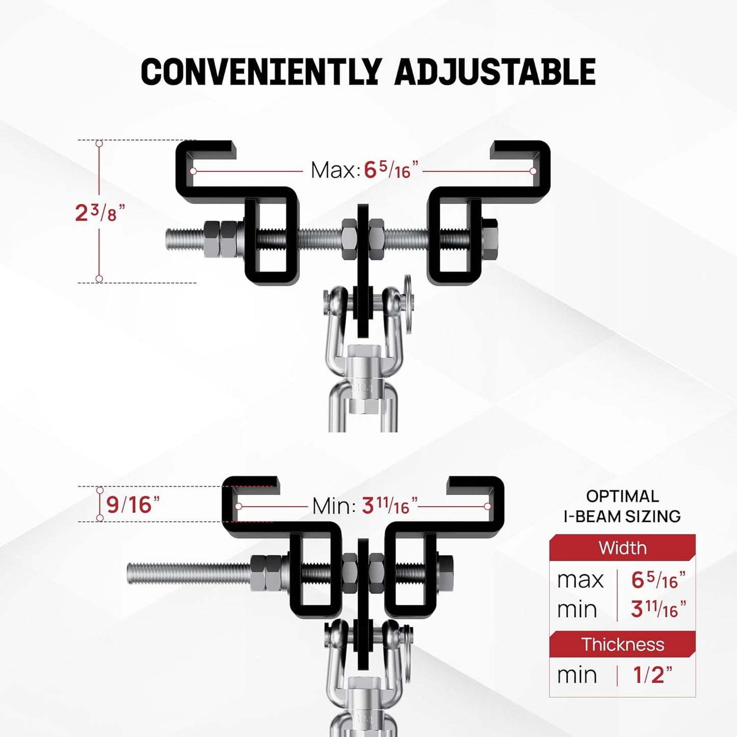 Yes4All Punching Bag Hanger, Stainless Steel Swivel Chain with 4 Snap Hooks for Heavy Bag, Gym Swing, Trapeze, and Hammock