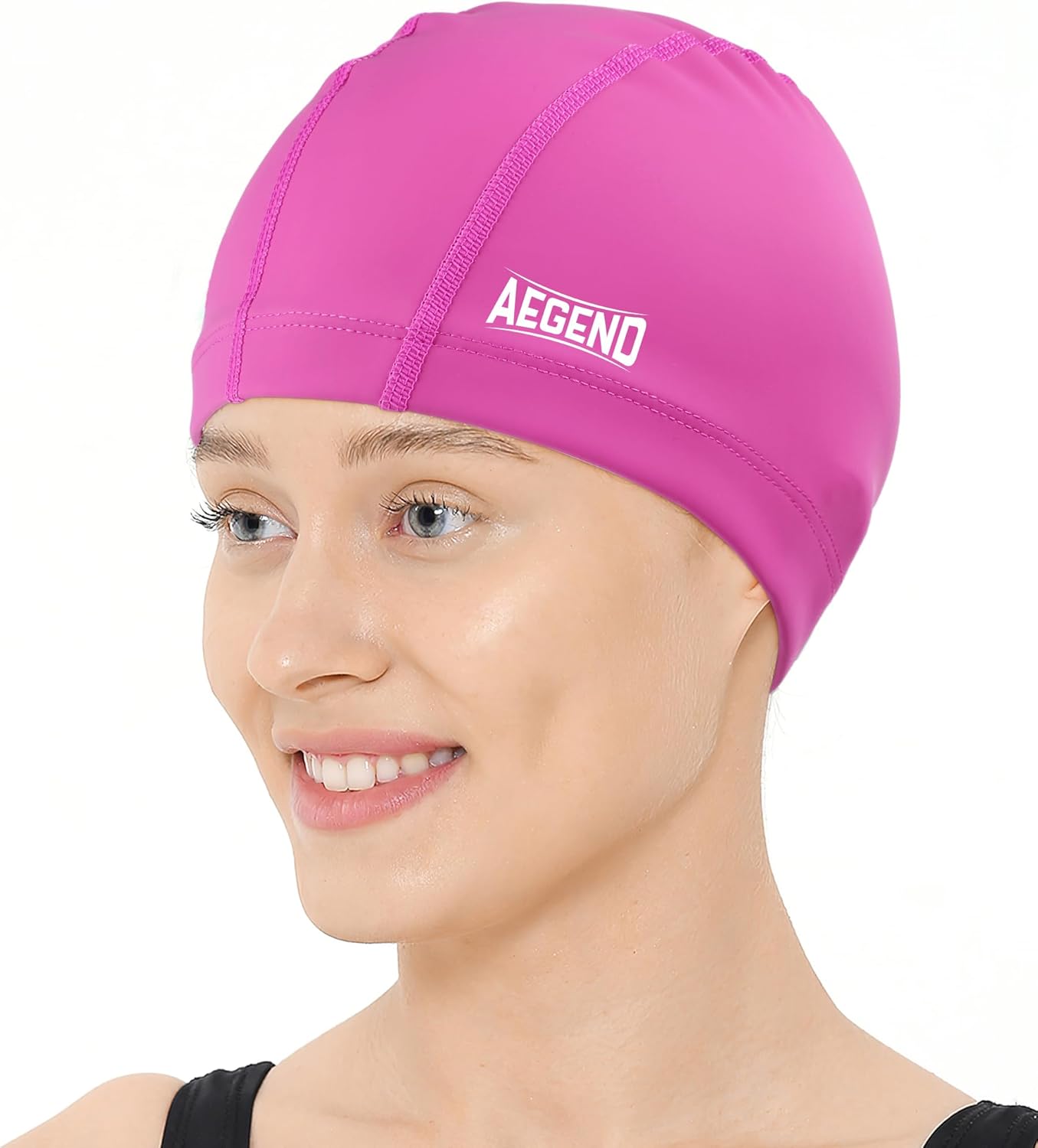 Aegend Fabric Swim Cap, Silicone Waterproof Layer - Breathable Cloth Swimming Cap, Keep Hair Dry with Hight Elasticity for Youth(8-16) Adult, 2 Sizes to Choose