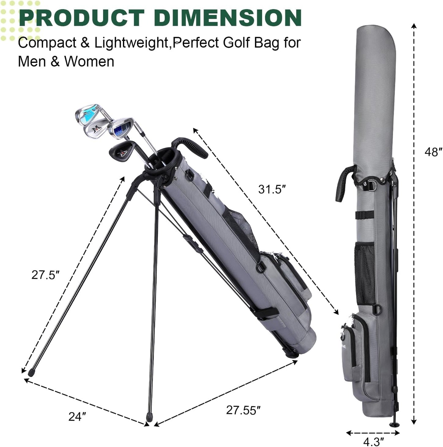 MAZEL Lightweight Golf Bag for Men – Easy to Carry Golf Clubs Bag with Shoulder Strap,Pitch n Putt Golf Stand Bag for Driving Range,Par 3 and Executive Courses - Fit Up to 8 Clubs