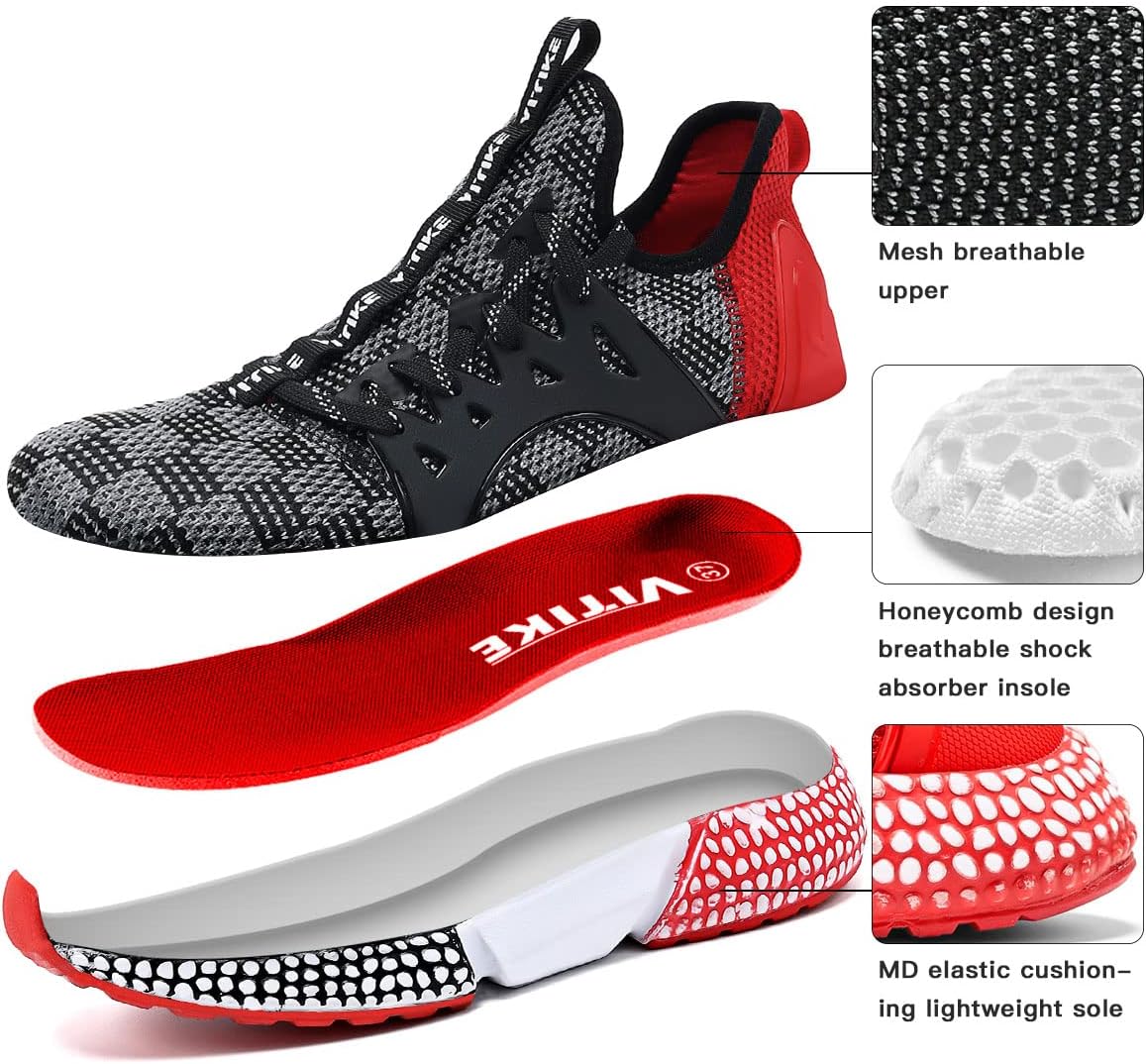 WETIKE Boy's Shoes Mesh Slip on Lightweight Running Sneakers