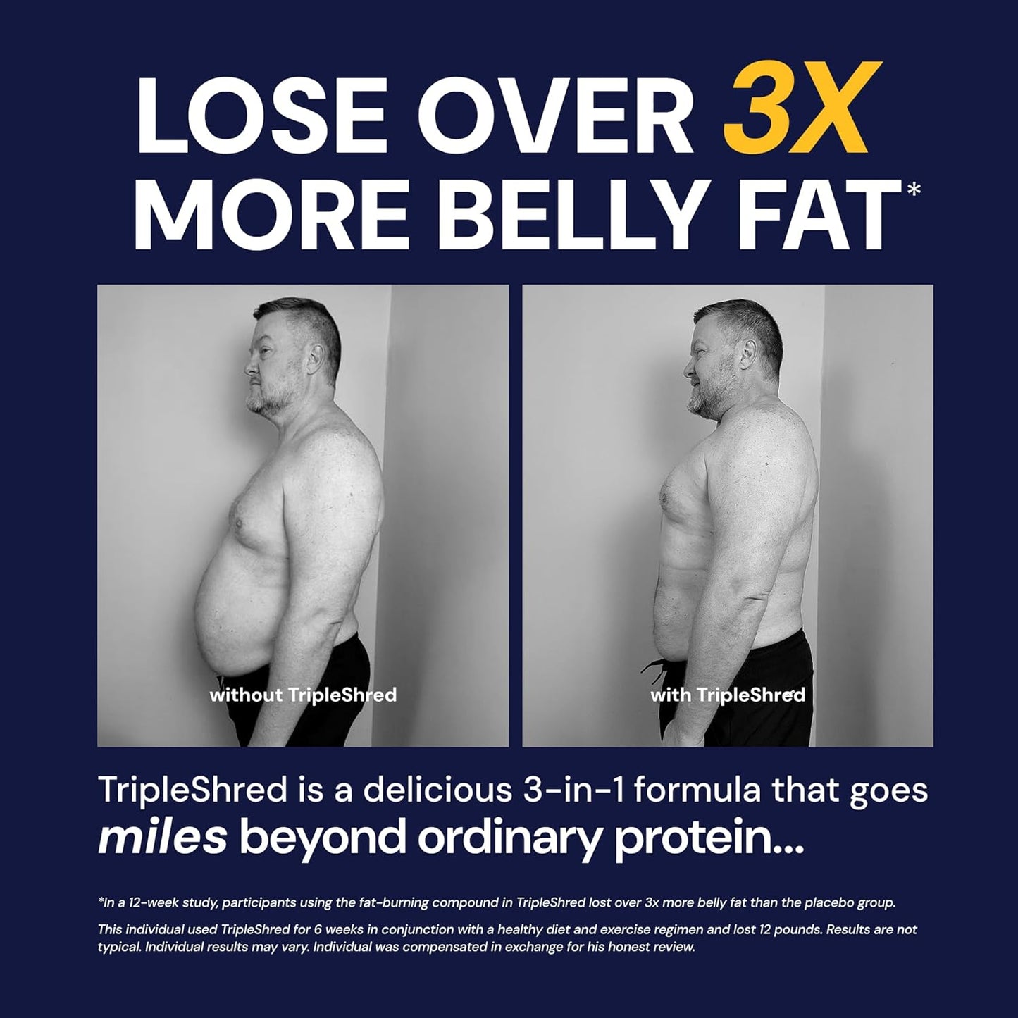 Novex Biotech TripleShred Protein - Pre-Stacked Protein - Increase Energy and Focus - Build Muscle - Chocolate Fudge, 20 svgs