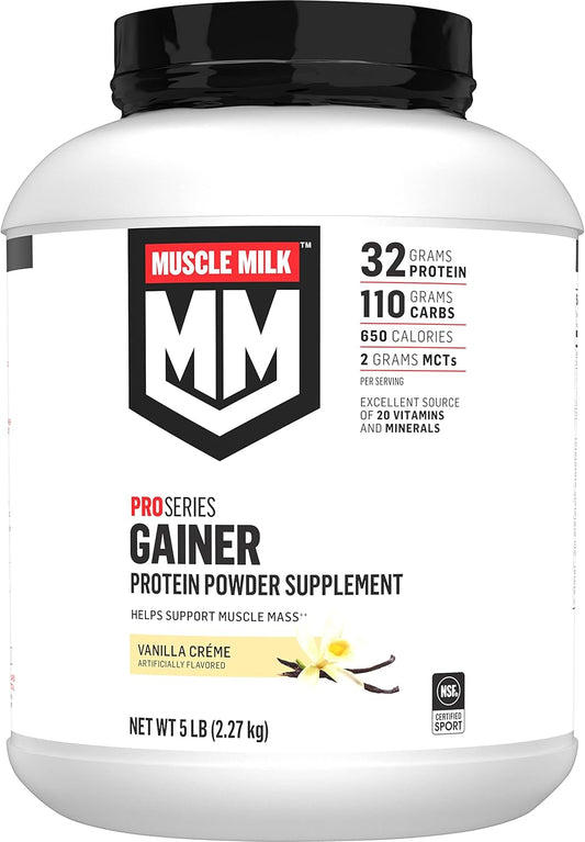 Muscle Milk Gainer Protein Powder, Vanilla Creme, 32g Protein, 5 Pound