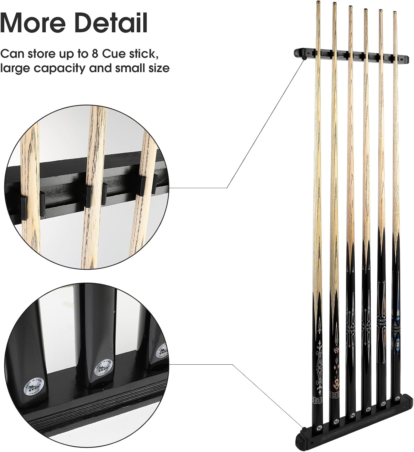 Pool Stick Holder - Wall Mounted with 6/8 Stick Capacity