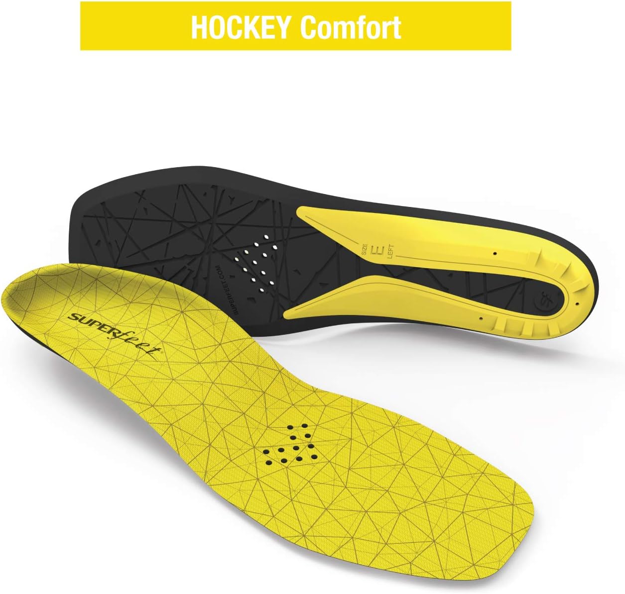 Superfeet Hockey Cushion Insoles - Foam Shoe Inserts for Skates - Professional Grade - Skate Size 7-8