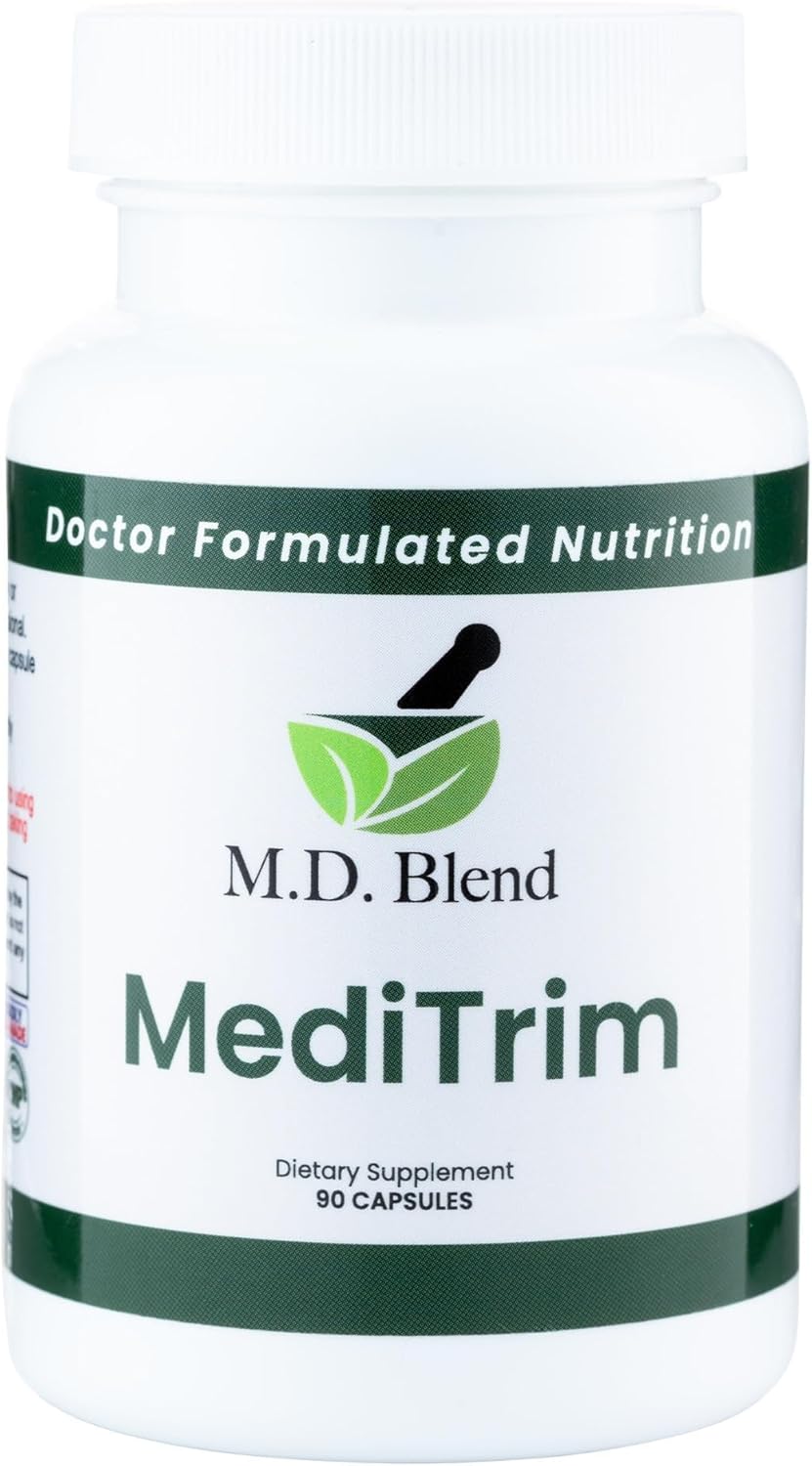 M.D. MediTrim - Expert Formulated Supplement Energy, Satiety, & Physique Goals - Smooth System Balance - Green Coffee Bean, Green Tea, Apple Cider Vinegar, Hibiscus - 90 Capsules