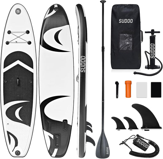 Inflatable Stand Up Paddle Board 10‘x30‘‘- Ultra-Light SUP with Backpack, Pump, Paddle, Coil Leash, 3 Fins, Repair Kit, Stable Design, Non-Slip EVA Deck for Adults & Youth