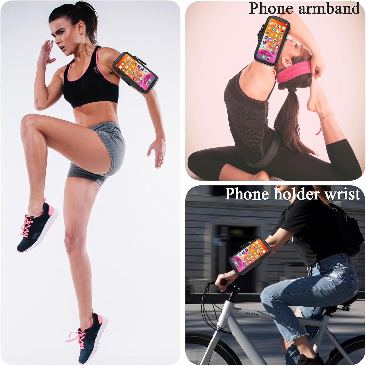 Phone Holder for Running, Walking, and Workout - Adjustable Arm Band Armband for iPhone and Cell Phones - Clear Crossbody Phone Pouch Purse with Strap for Women Men