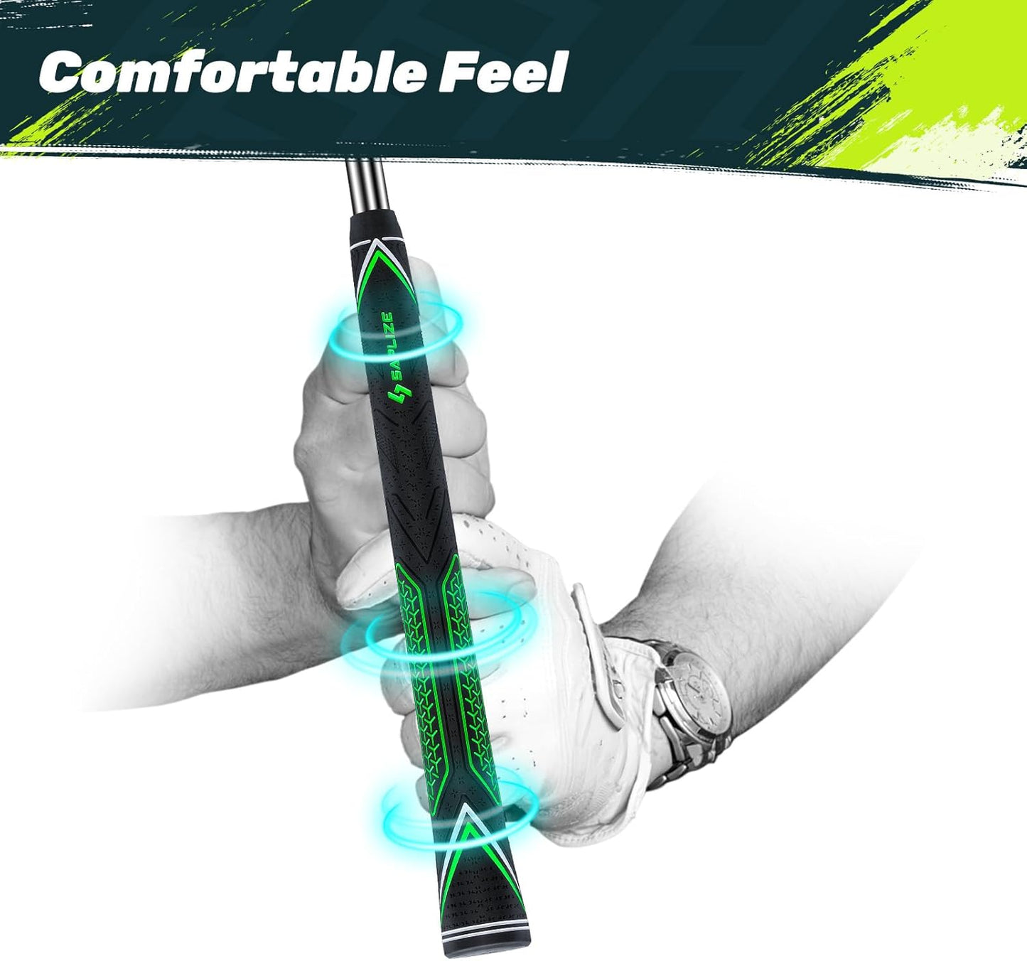 SAPLIZE High-performance Rubber Golf Grips 13 Pack, High Shock Absorption, Non-slip, Choose from 13 Grips with 15 Tapes or Full Regripping Kit, Available in Standard/Mid/Jumbo Sizes, CC10 Series