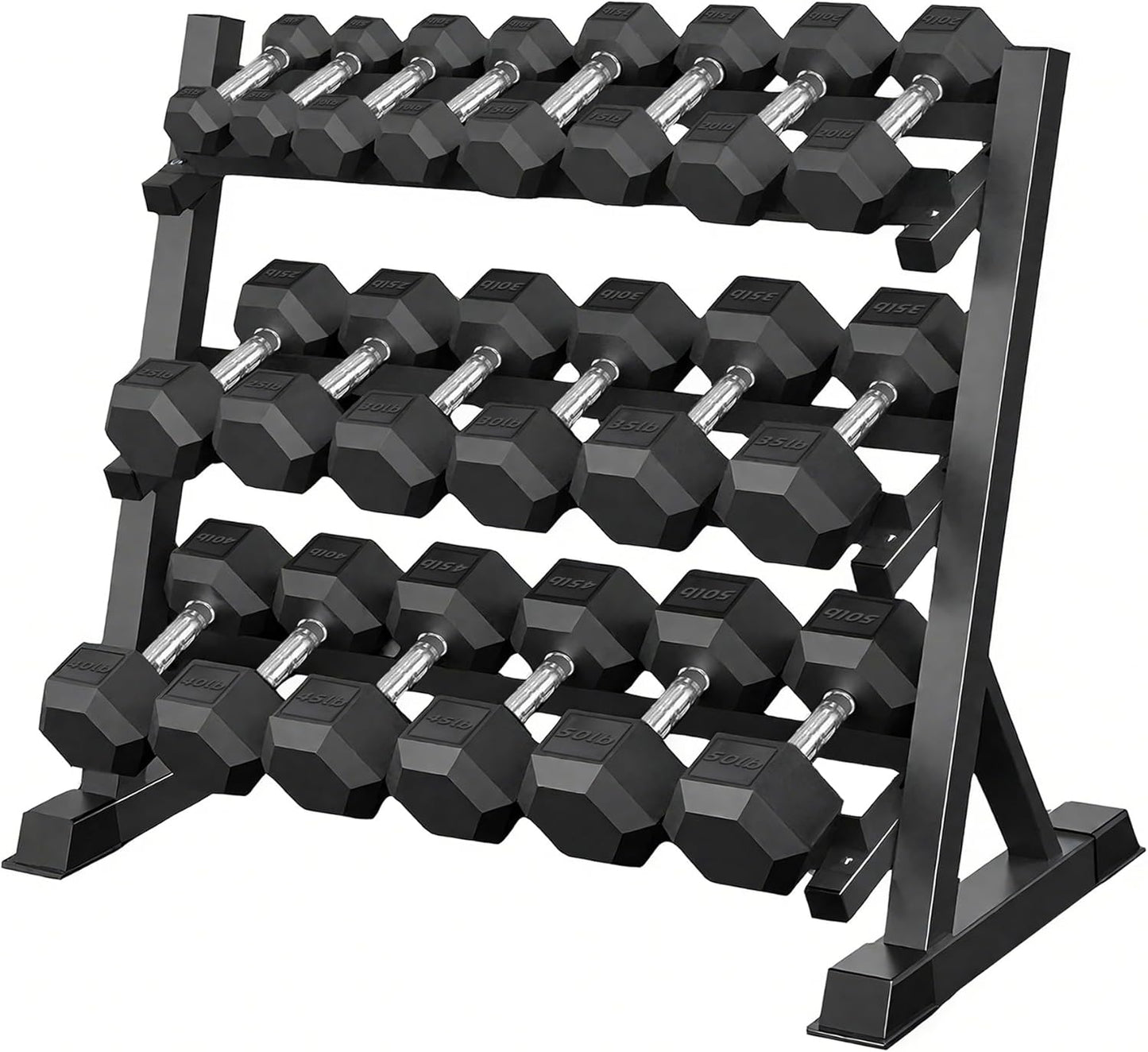 350/450/550 lbs Hex Weight Dumbbell Sets with Rack 5-50 lbs Hand Weights for Strength Training for Home Gyms Men Women Rubber Iron Rubber Coated Exercise & Fitness Muscle