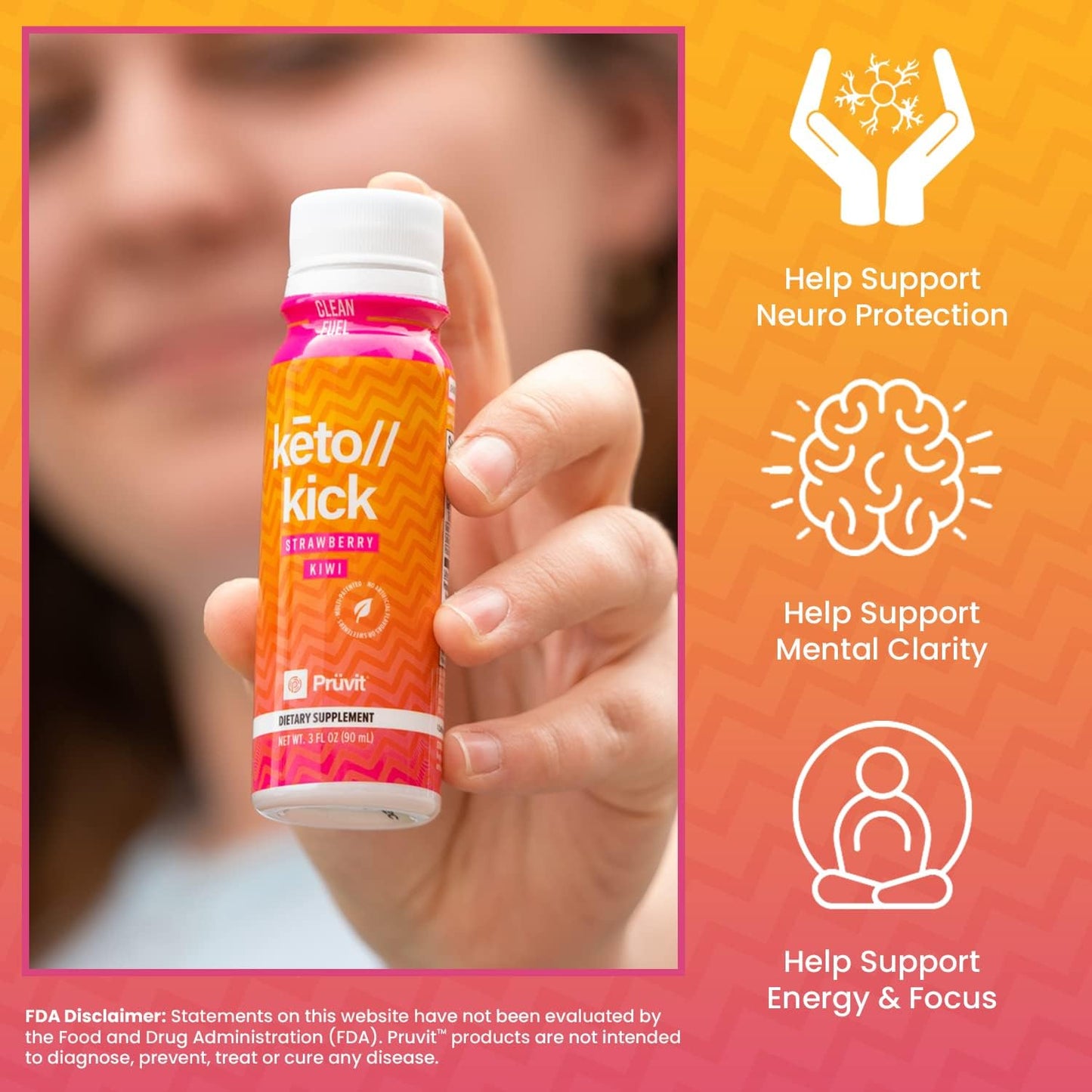 Pruvit Keto Kick Strawberry Kiwi Exogenous Ketones - 6 Packs 90 ml