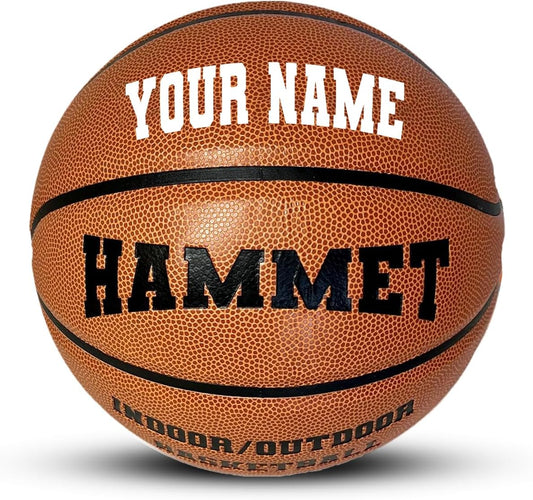 HAMMET Personalized Basketball - Customized Indoor and Outdoor Basketball with Your Name or Text - Ideal Gift for Son, Daughter, Boy or Girl