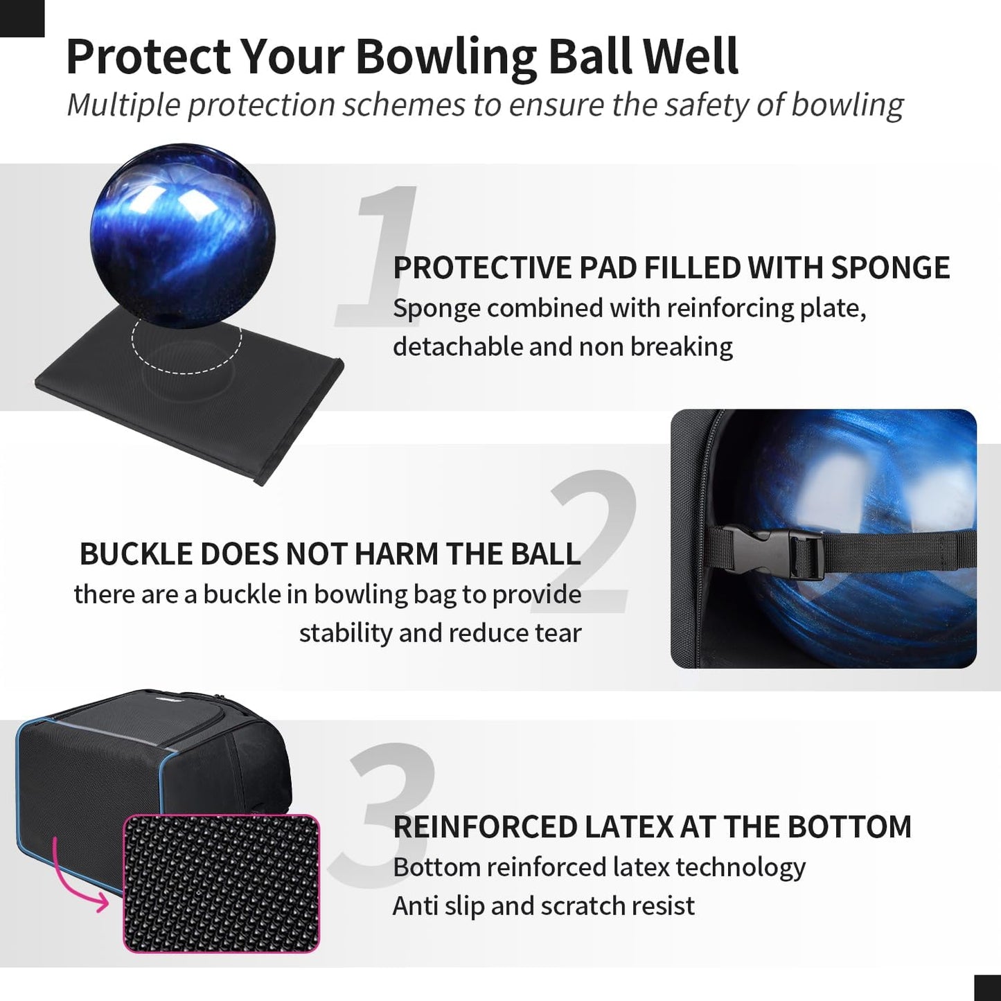 Single Bowling Ball Bag Backpack with Shoe Bag Up to Size 16, Accessories Gifts for Bowling Lovers,Bowling Bag with Padded Ball Holder