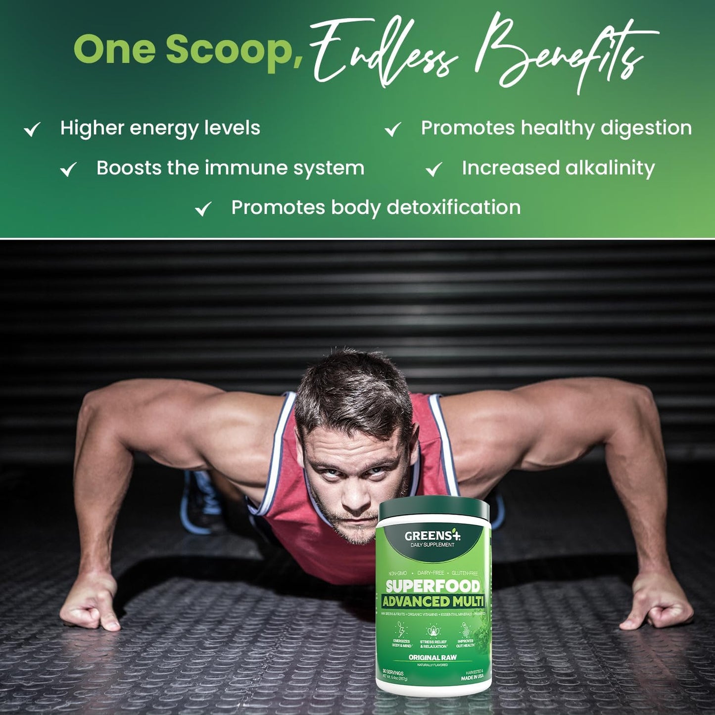 Greens+ Advanced Multi Raw Superfood | Essential Blend of Raw Foods, Superfruits and Sea Vegetables Powder | Vegan | Dietary Supplement | Non GMO, Soy Dairy & Gluten-Free | Size 9.4oz