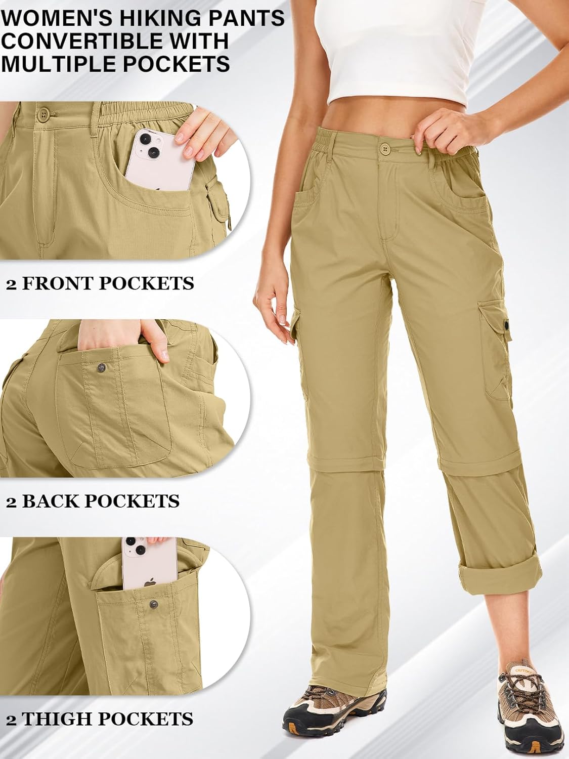 Women's Hiking Pants Convertible Quick Dry Lightweight Zip Off Fishing Travel Safari Pants