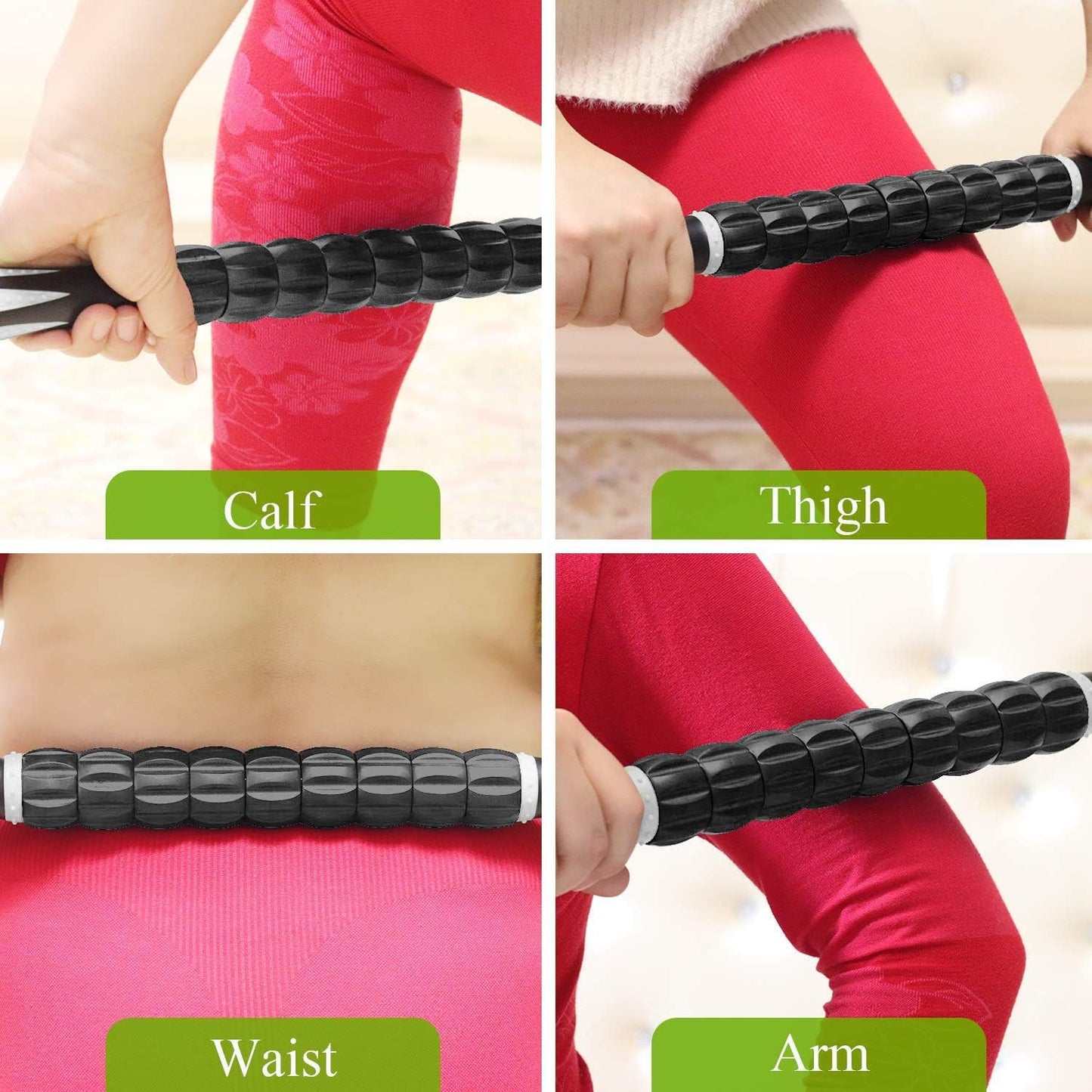 Muscle Roller Massage Roller Stick for Athletes, Help Reducing Muscle Soreness Cramping Tightness Leg Arms Back Calves Muscle Massager（Black White - 18 inch）