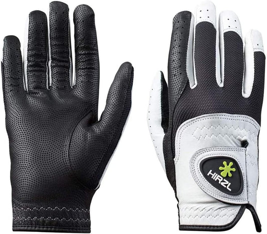 HIRZL Trust Control 2.0 Golf Glove, All Weather Mens Golf Glove, White/Black, Kangaroo Leather Palm, Cabretta Leather Backhand, Trusted by Pro’s, Sweat Free, Ultimate Grip