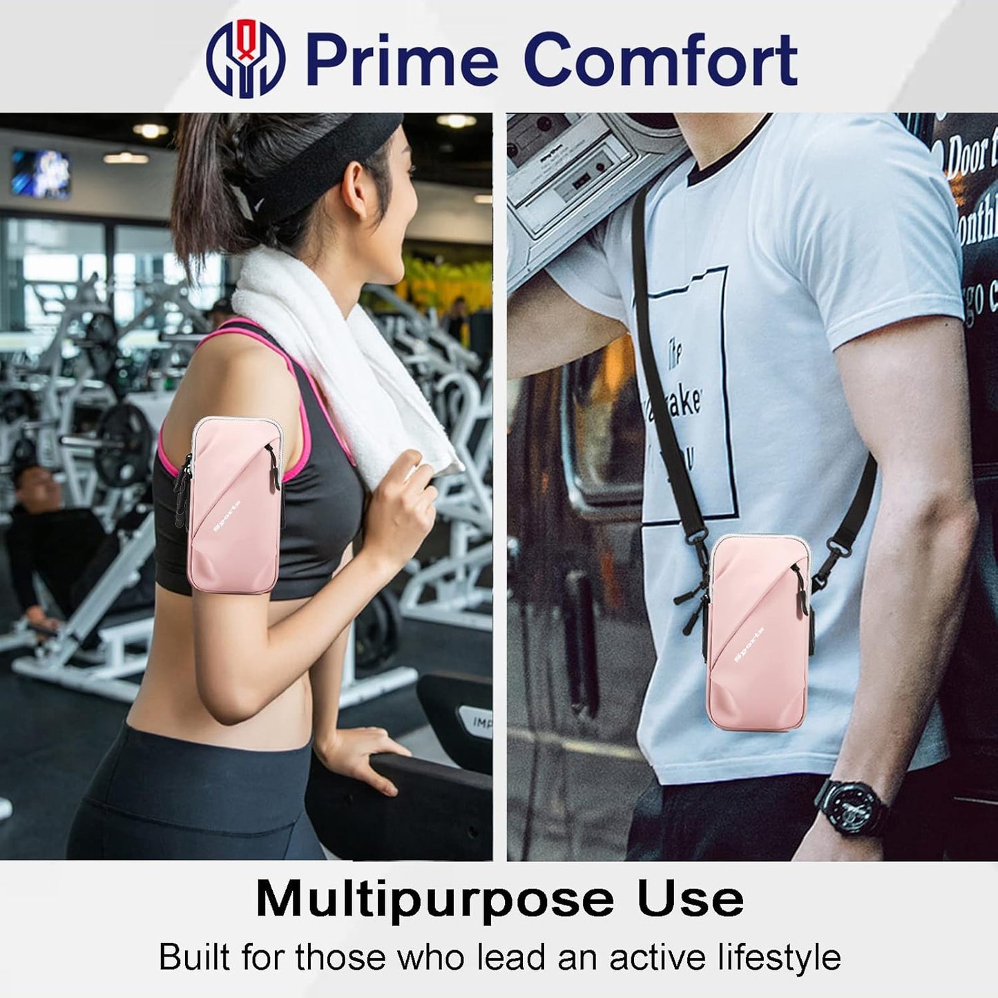 Phone Holder, Small Crossbody Shoulder Holsters Bag with Arm Band, Fits iPhone and Android, Use for Running, Walking, Hiking & Biking (6.7 Inches, Pink)