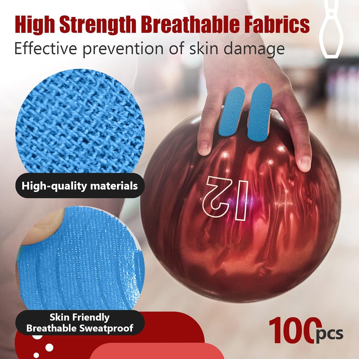 100 PCS Bowling Thumb Tape - Bowling Finger Tape - Thumb Tape Protector for Bowling(Multiple Colors, 1 x 2.8 Inches, Breathable)