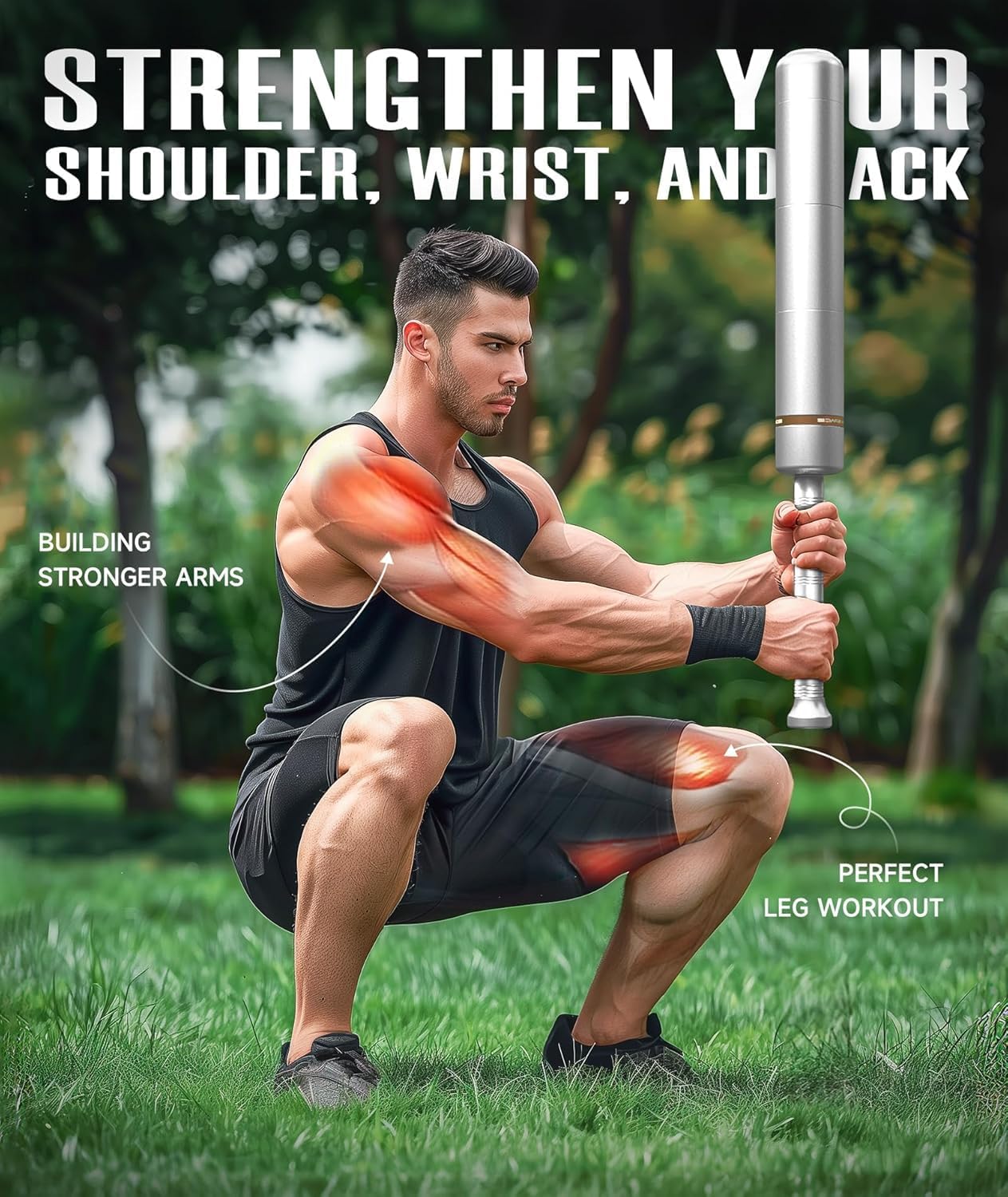 Adjustable Macebell Clubbell for Strength Training, 6/8-in-1 Premium Steel Indian Club for Full Body, Muscles, Shoulder, Grips & Forearms Workouts to Stretching