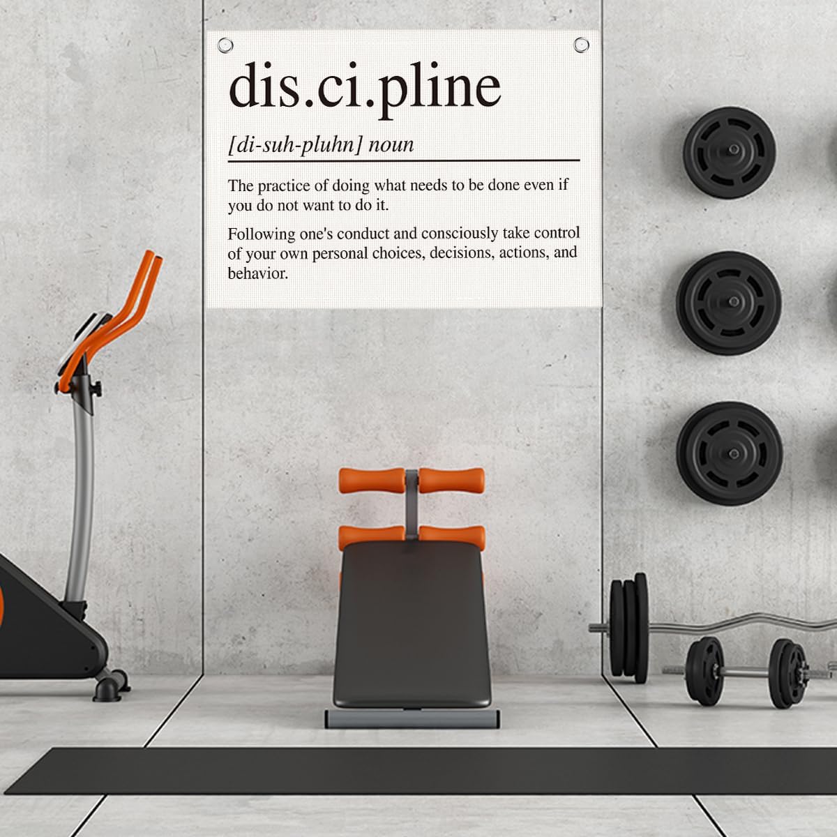 Discipline Gym Motivational Wall Art Banner Dorm Posters Gifts for Guys Men Women Gym Flag Decor for Home Gym Bedroom Workout Room 30x20 Inchs