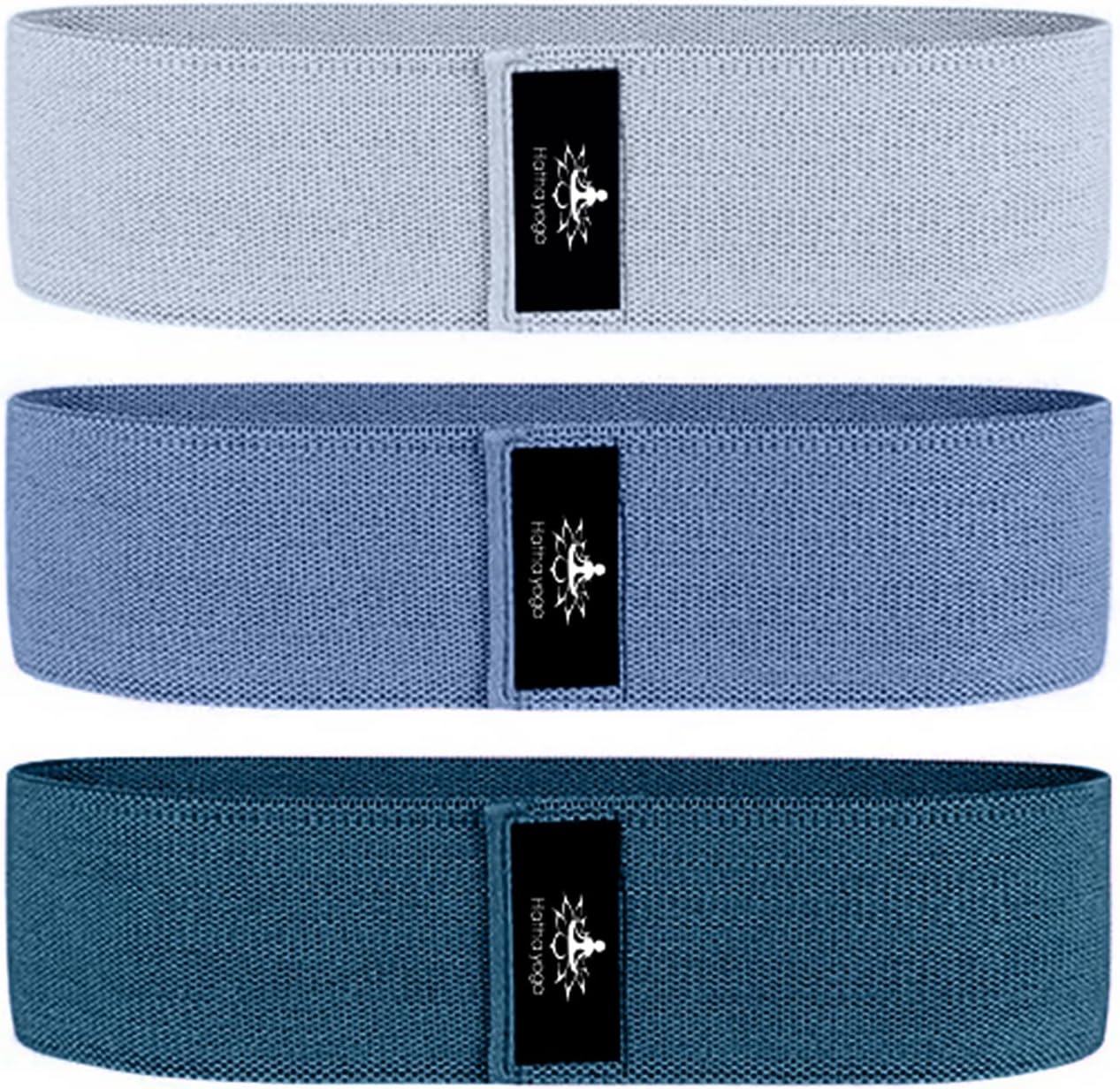 Hatha Yoga Large Resistance Band,14.5" x3.15",Fabric Exercise Loop Bands with Instruction Guide and Carry Bag, Set of 3.