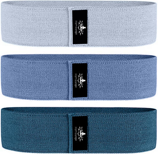 Hatha Yoga Large Resistance Band,14.5" x3.15",Fabric Exercise Loop Bands with Instruction Guide and Carry Bag, Set of 3.