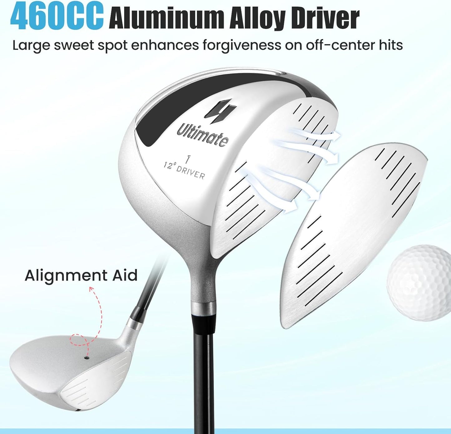 Tangkula 9/10/12 Pieces Women's Complete Golf Clubs Set, Golf Club Package Set with 460CC Driver, Fairway Wood & Hybrid, Irons, Putter, Portable Regular Golf Club Set