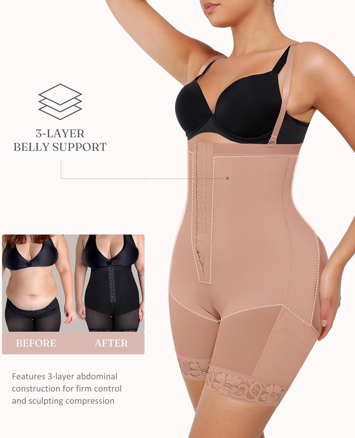 FeelinGirl Faja Body Shaper Tummy Control Shapewear for Women Butt Lifter Post Surgery Fajas Postparto Para Mujer